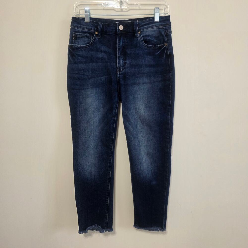 Kancan Women Style  AK1105EL-5 Midrise Cropped Skinny Raw Hem Jeans Size 30